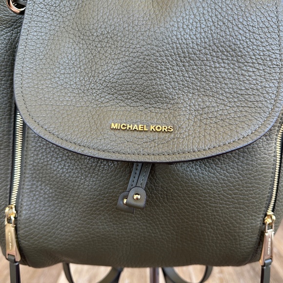 Michael Kors Dark Olive Green Leather Backpack - Picture 4 of 8